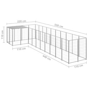 vidaXL Hundgård silver 7,26 m² stål - Bild 6