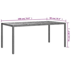 vidaXL Trädgårdsbord 190x90x75 cm konstrotting och akaciaträ grå - Bild 6