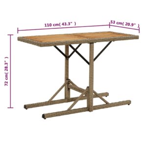 vidaXL Trädgårdsbord beige massivt akaciaträ och konstrotting - Bild 6