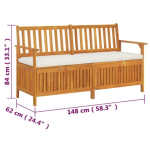 vidaXL Förvaringsbänk med dyna 148 cm massivt akaciaträ - Bild 9