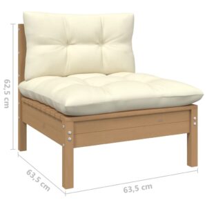 806637 vidaXL Garden Middle Sofa med kuddar Honey Brown Solid Pinewood - Bild 6