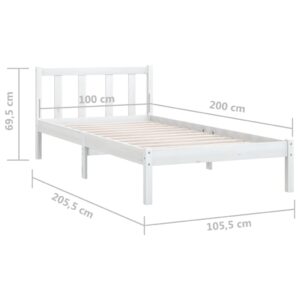 vidaXL Sängram vit massiv furu 100x200 cm - Bild 9