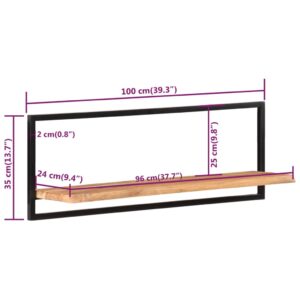 vidaXL Vägghyllor 2 st 100x24x35 cm massivt akaciaträ och stål - Bild 7