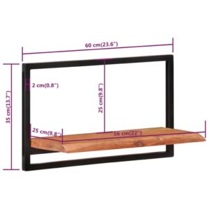 vidaXL Vägghyllor 2 st 60x25x35 cm massivt akaciaträ och stål - Bild 7