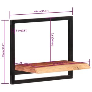 vidaXL Vägghyllor 2 st 40x24x35 cm massivt akaciaträ och stål - Bild 7