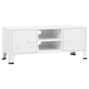 vidaXL Industriell tv-bänk vit 105x35x42 cm metall - Bild 2