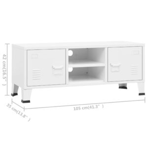 vidaXL Industriell tv-bänk vit 105x35x42 cm metall - Bild 9