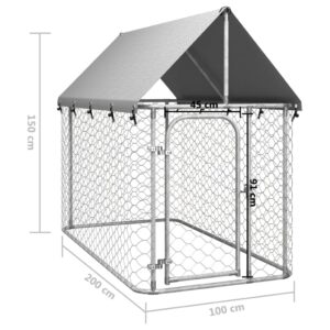 vidaXL Hundgård med tak för utomhusbruk 200x100x150 cm - Bild 5