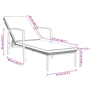 vidaXL Solsäng med dyna konstrotting brun - Bild 8