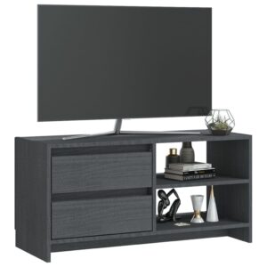 vidaXL TV-bänk grå 80x31x39 cm massiv furu - Bild 4