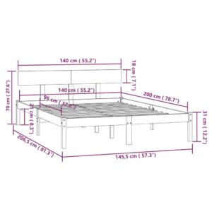 vidaXL Sängram vit massiv furu 140x200 cm - Bild 9