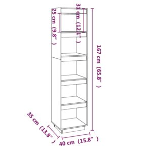 vidaXL Bokhylla/rumsavdelare vit 40x35x167 cm massiv furu - Bild 8