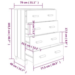 vidaXL Byrå HAMAR vit 79x40x103,5 cm massiv furu - Bild 8