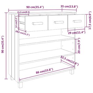 vidaXL Konsolbord HAMAR vit 90x35x90 cm massiv furu - Bild 8