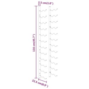 vidaXL Väggmonterat vinställ för 24 flaskor vit järn - Bild 7