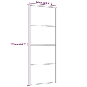 vidaXL Skjutdörr frostat ESG-glas och aluminium 76x205 cm svart - Bild 5