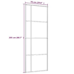 vidaXL Skjutdörr ESG-glas och aluminium 76x205 cm svart - Bild 5