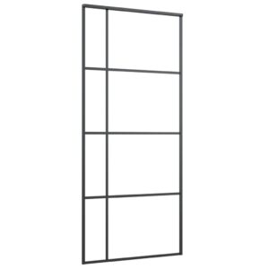 vidaXL Skjutdörr frostat ESG-glas och aluminium 90x205 cm svart - Bild 2