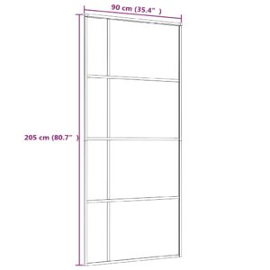 vidaXL Skjutdörr frostat ESG-glas och aluminium 90x205 cm svart - Bild 5