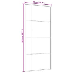 vidaXL Skjutdörr frostat ESG-glas och aluminium 90x205 cm svart - Bild 6