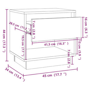 vidaXL Sängbord rökfärgad ek 45x34x44 cm konstruerat trä - Bild 7