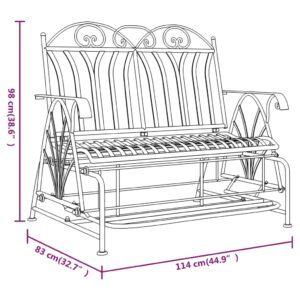 vidaXL Gungbänk 2-sits 114 cm svart stål - Bild 9