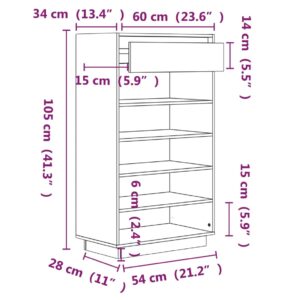 vidaXL Skoskåp svart 60x34x105 cm massiv furu - Bild 9