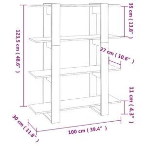 vidaXL Bokhylla/rumsavdelare betonggrå 100x30x123,5 cm - Bild 7