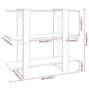 vidaXL Bokhylla/rumsavdelare betonggrå 100x30x87 cm - Bild 7