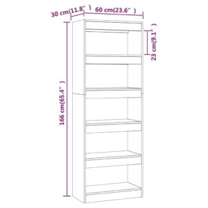 vidaXL Bokhylla/rumsavdelare vit 60x30x166 cm konstruerat trä - Bild 7