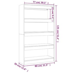 vidaXL Bokhylla/Rumsavdelare svart 80x30x135 cm konstruerat trä - Bild 7