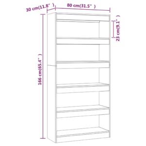 vidaXL Bokhylla/Rumsavdelare brun ek 80x30x166 cm konstruerat trä - Bild 7