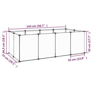 vidaXL Smådjursbur svart 144x74x46,5 cm PP och stål - Bild 7