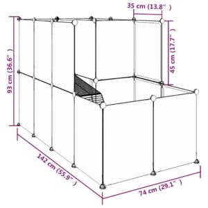 vidaXL Smådjursbur svart 142x74x93 cm PP och stål - Bild 8