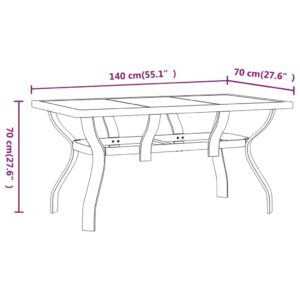 vidaXL Trädgårdsbord brun och svart 140x70x70 cm stål och glas - Bild 6