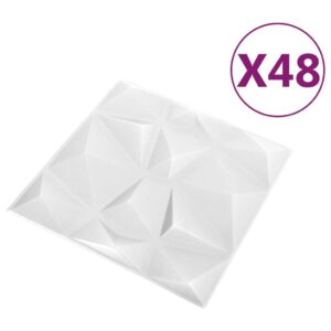 vidaXL 3D Väggpaneler 48 st 50x50 cm diamant vit 12 m² - Bild 2