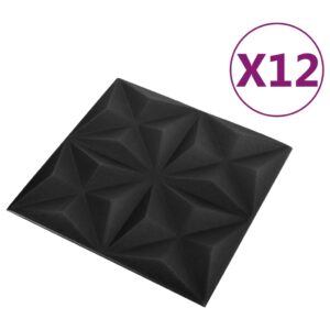 vidaXL 3D Väggpaneler 12 st 50x50 cm origami svart 3 m² - Bild 2