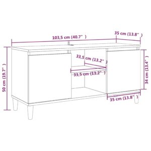 vidaXL TV-bänk med massiva träben rökfärgad ek 103,5x35x50 cm - Bild 8