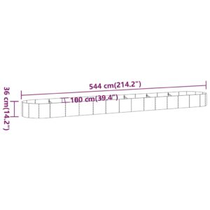 vidaXL Odlingslåda pulverlackerat stål 544x100x36 cm antracit - Bild 6