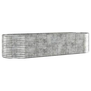 vidaXL Odlingslåda pulverlackerat stål 322x100x68 cm silver - Bild 2