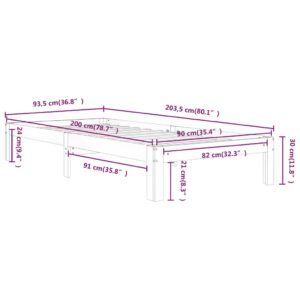 vidaXL Sängram vit massiv furu 90x200 cm - Bild 8