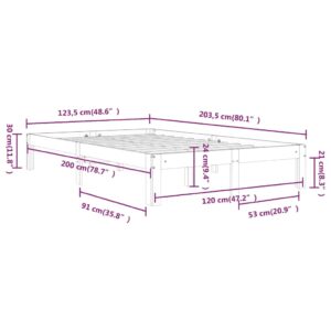 vidaXL Sängram vit massiv furu 120x200 cm - Bild 8