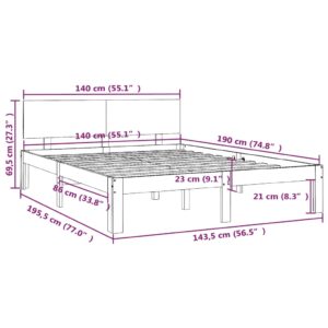 vidaXL Sängram vit massiv furu 140x190 cm - Bild 8