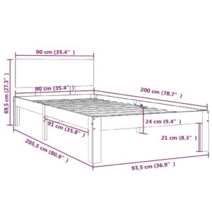 vidaXL Sängram vit massiv furu 90x200 cm - Bild 8