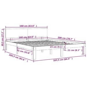 vidaXL Sängram vit massiv furu 160x200 cm - Bild 8