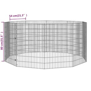 vidaXL Kaninhage 10 paneler 54x80 cm galvaniserat järn - Bild 8