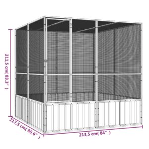 vidaXL Fågelbur antracit 213,5x217,5x211,5 cm galvaniserat stål - Bild 6