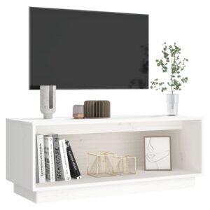 vidaXL Tv-bänk vit 90x35x35 cm massiv furu - Bild 3