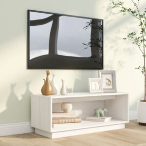 vidaXL Tv-bänk vit 90x35x35 cm massiv furu - Bild 4