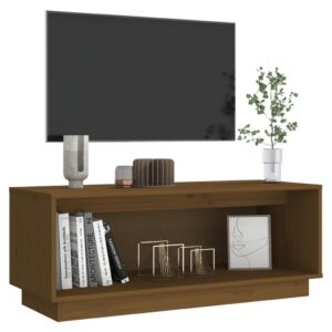 vidaXL Tv-bänk honungsbrun 90x35x35 cm massiv furu - Bild 3